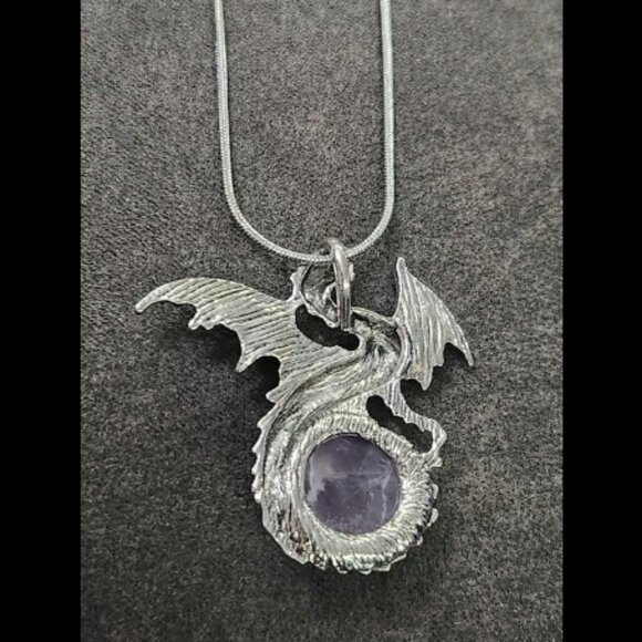 Amethyst Crystal Dragon Necklace - Picture 2 of 2